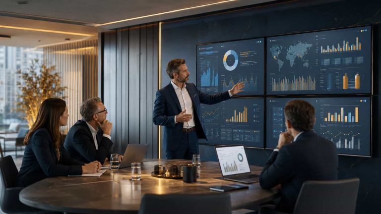Consultor Business Central analizando datos empresariales con Microsoft Dynamics 365 y Power BI